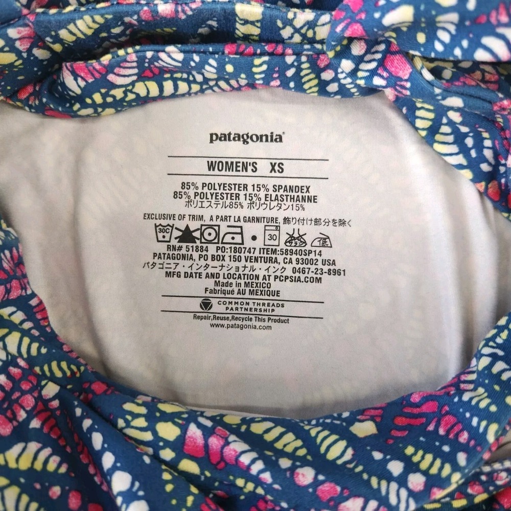 Patagonia Blue Floral Organic Cotton Dress V-Neck A-Line Strappy XS - Picture 8 of 8